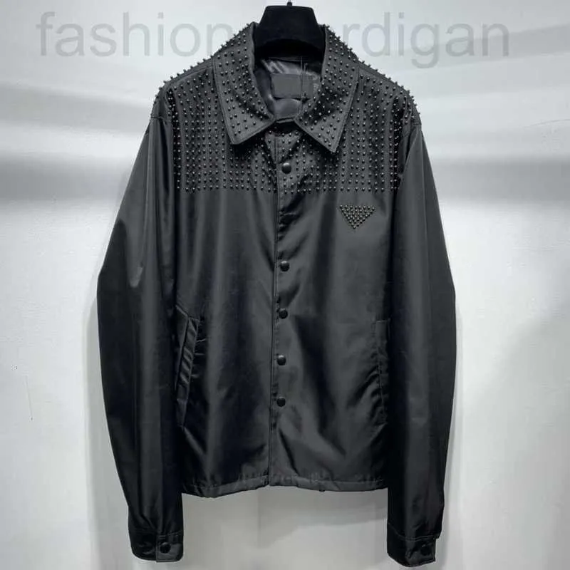 Men's Jackets designer 2022 spring newest luxury jacket ~ US size loose edition high quality recycled nylon fiber material fashionable nails decorative black 29KE