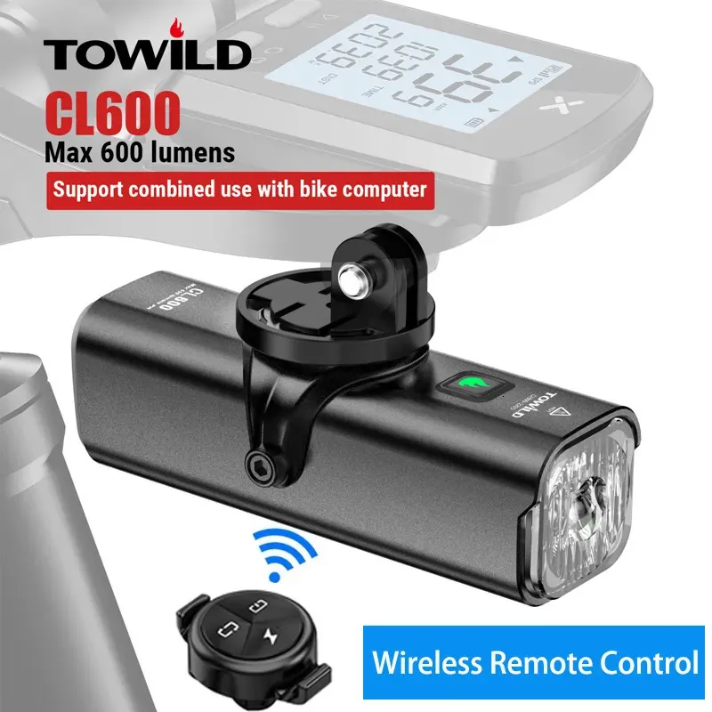 Luci per bici TOWILD CL600 600LM Lampada frontale ricaricabile tramite USB LED 18650 2000mAh Accessori per fari impermeabili per biciclette 231009