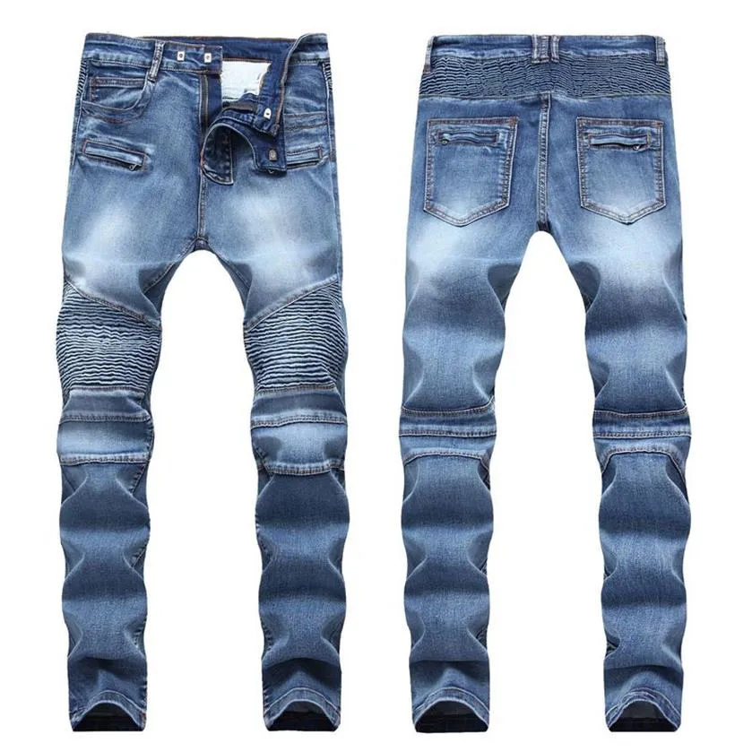 E-BAIHUI ZAKRESOWANE MĘŻCZYZN ROCED CUDNY DIANS PROJEKT MOSINY Dżinsy Slim Motorcycle Moto Biker Causal Mens Denim Spodnie Hip H343s