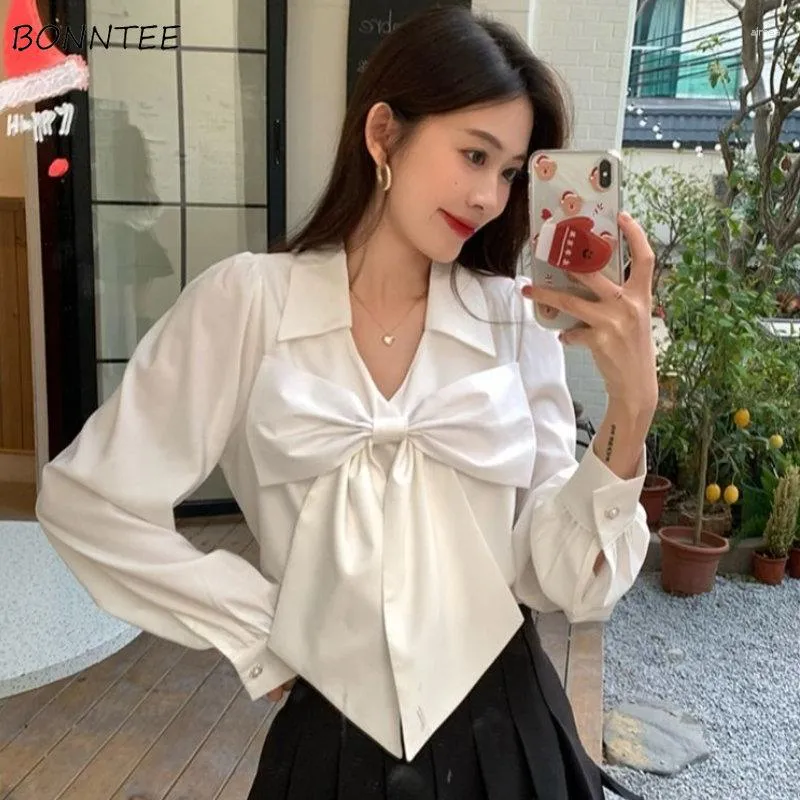 Women's Blouses Sweet Shirts Women White Girlish Designer Temper Korean Style Fashion Clothes S-3XL Camisas Modern Kawaii Pure Preppy