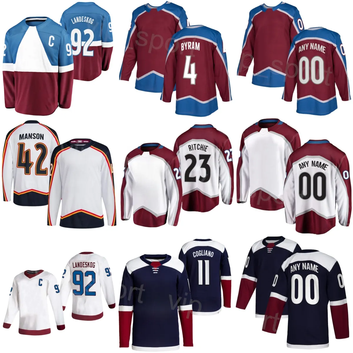 Stadium Hockey Reverse 84 Mikhail Gulyayev Jersey 23 Calum Ritchie 25 Logan Oconnor 4 Bowen Byram 11 Andrew Cogliano 81 Denis Malgin 92 Gabriel Landeskog Kids Woman