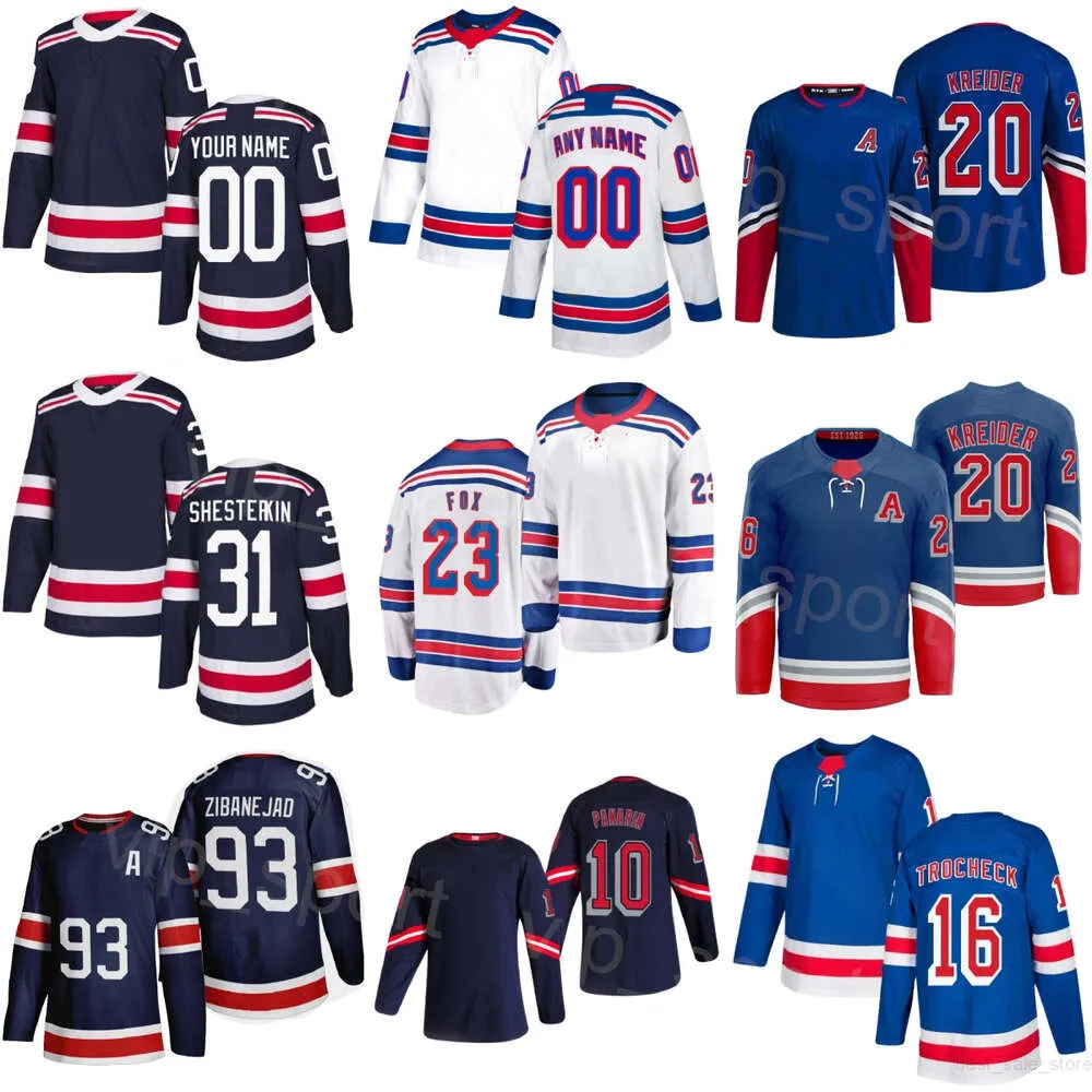 Women Men Hockey 20 Chris Kreider Jerseys 10 Artemi Panarin 93 Mika ZibaneJad 31 Igor Shesterkin 23 Adam Fox 16 Vincent Trocheck Patrick Kane Niestandardowy numer nazwy