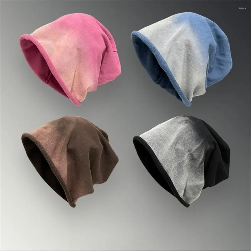 Berets homens moda crânios beanie chapéu mulheres inverno quente pulôver gradiente casual bonnet rua hip hop frio y2k accessorie