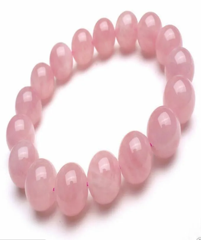 Bracciale con perline rotonde di cristallo di quarzo rosa rosa intenso naturale del Madagascar da 8 mm AAA3357966