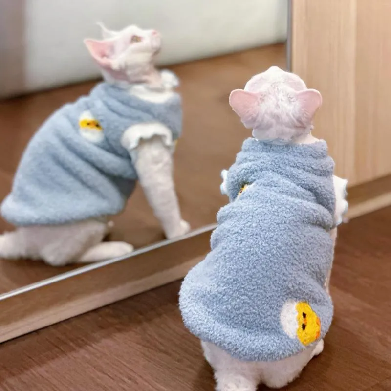 Cat Costumes Soft And Warm Pet Apparel Double-sided Fleece Thick Devon Rex Costume Sphynx Kitten Outfits Hairless Clothes Winter