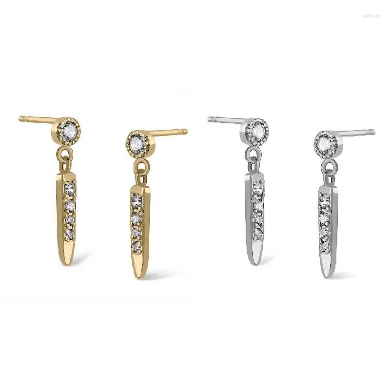 Studörhängen Crmya Boho Gold Filled Silver Color Drop för kvinnor Små runda CZ Cubic Zirconia Piercing Earring Fashion Jewelry