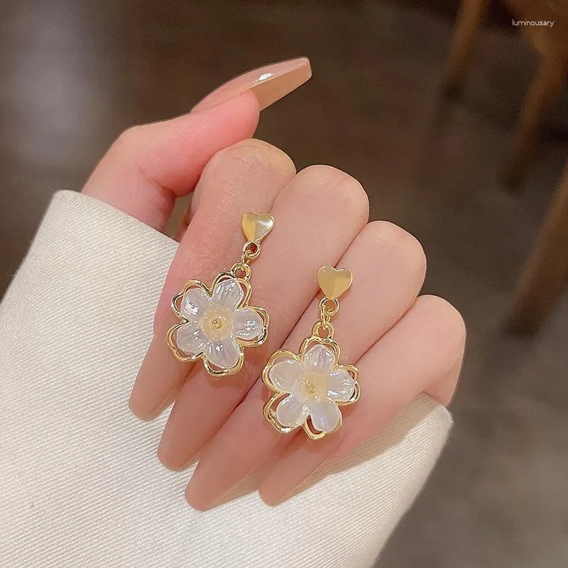 Dingle örhängen koreansk uttalande blommor droppe för kvinnor flickor vänskap gåva smycken trendig mode elegant zirkon bijoux