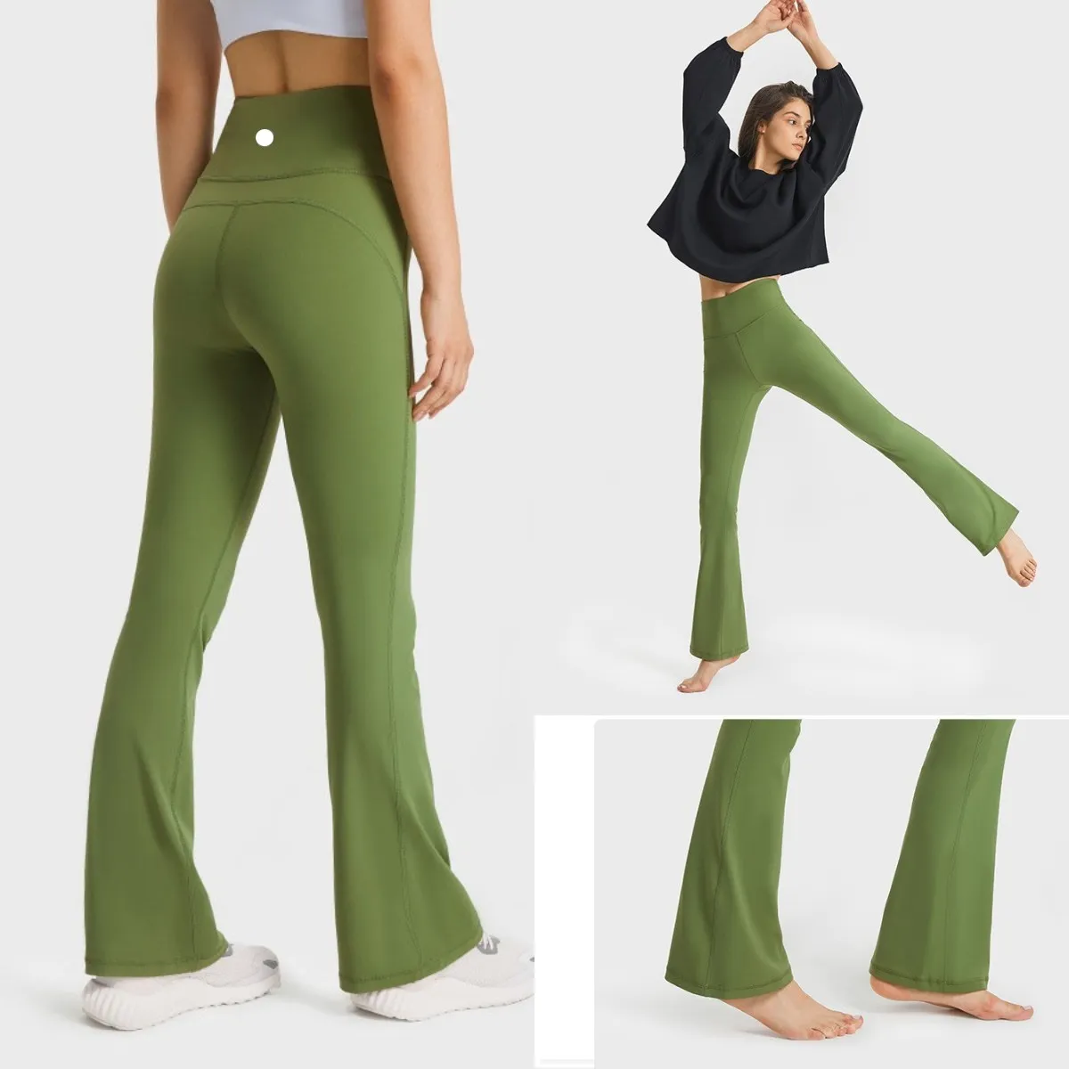 LU-852 Women Yoga Flared Pants Ladies High Waist Slim Fit Belly Bell-bottom Trousers Ladies Fitness Pants