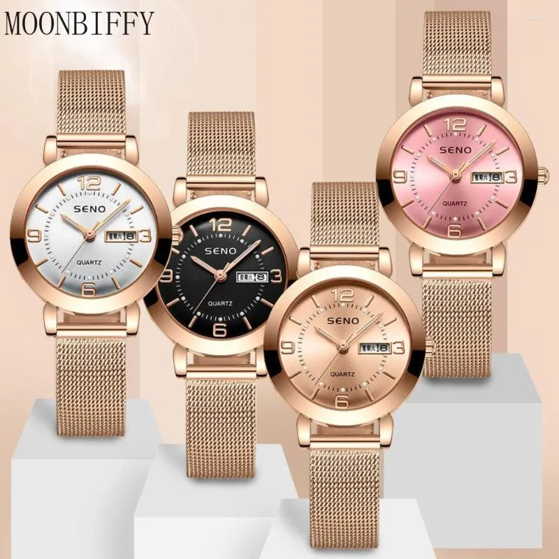 Wristwatches Seno Watches For Women Waterproof Calendar Stainless Steel Nightlight Ladies Quartz Relogio Feminino Female Montre Reloj Muje