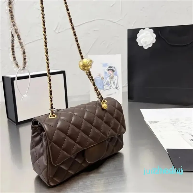 Marca de moda cor macia xadrez bolsa de ombro designer saco de compras diagonal span bola de ouro corrente de ouro premium couro fivela cinta bolsa