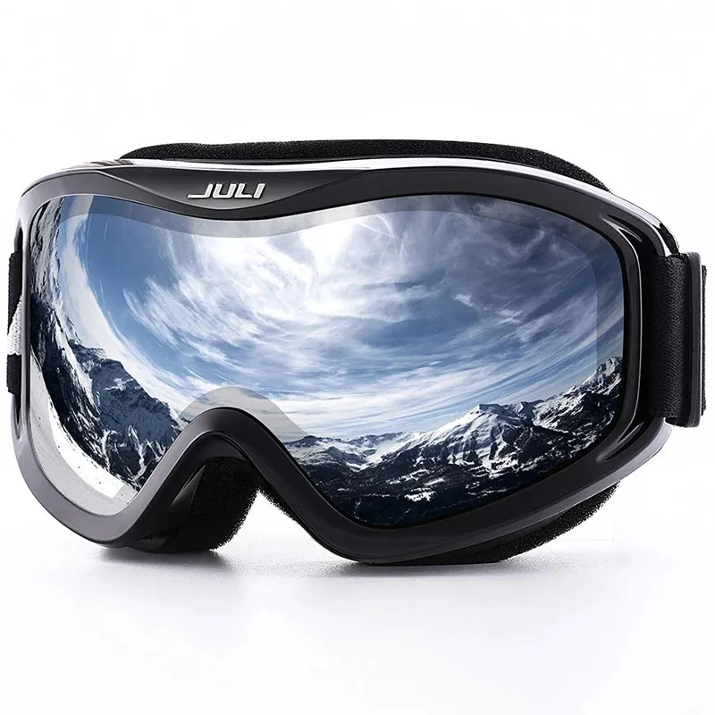 スキーゴーグルキッズスキーゴーグルMaxjuli Brand Professional Skiing GogglesダブルレイヤーレンズアンチフォグUV400スノーゴーグルがメガネ上にフィット