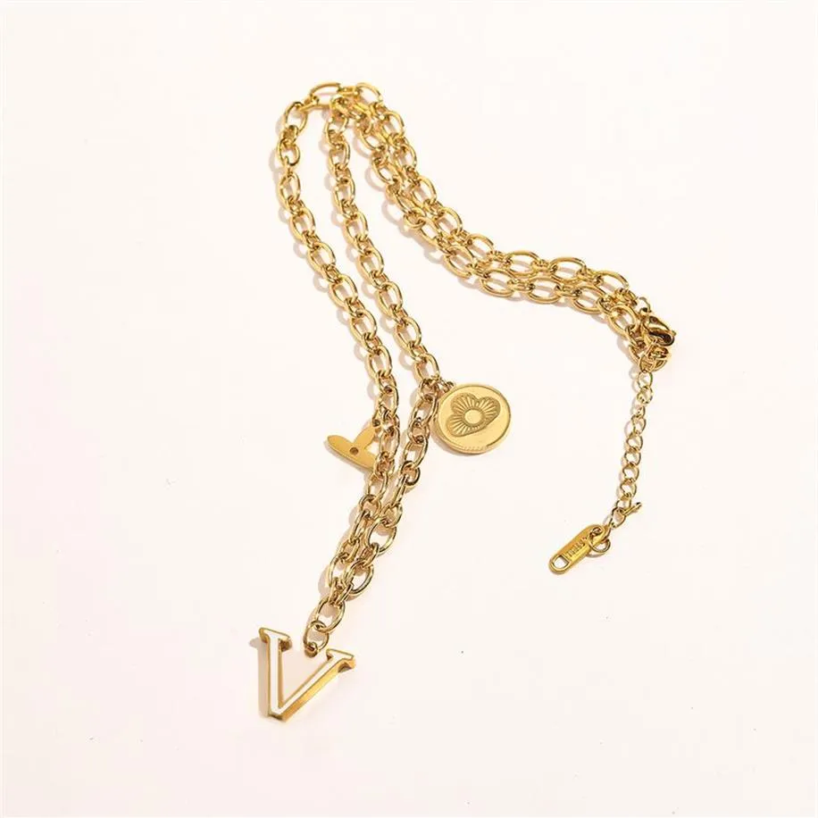 Luxus Designer Halskette Choker Anhänger Kette 18 Karat vergoldet Edelstahl Buchstaben Halsketten Mode Damen Hochzeit Schmuck Neve261Q