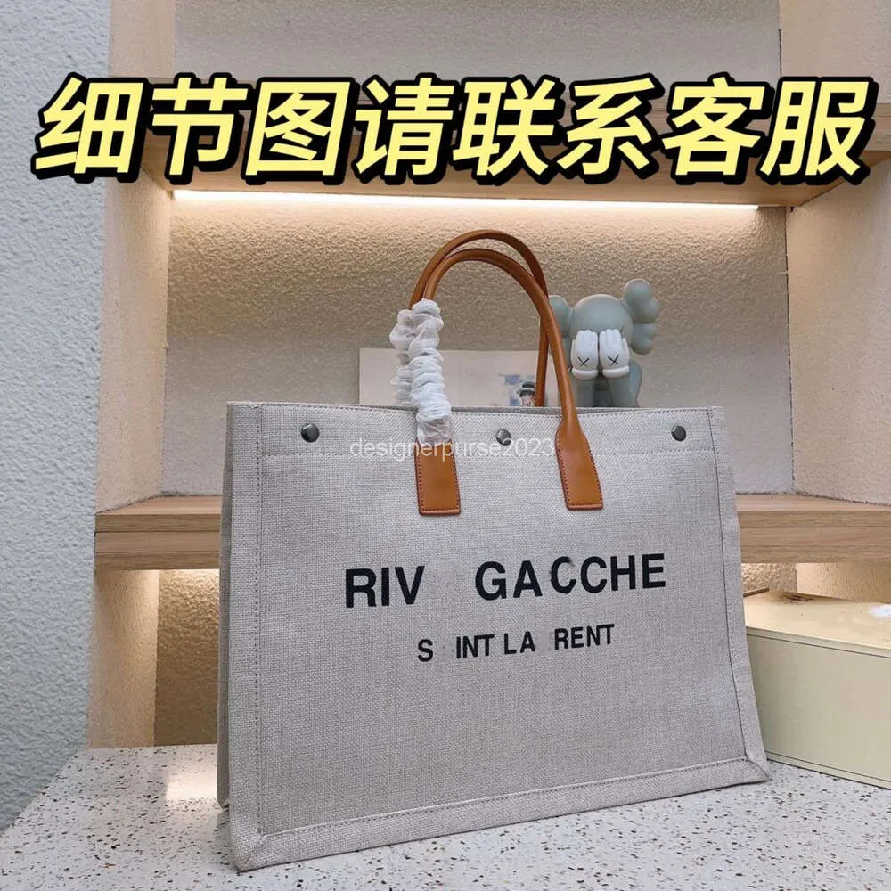 Ysll River Gauche Tote Bags Designer Bag Canvas 23 New High Versatile Linen Leather Tote Handbag Shopping Travel Large Capacity