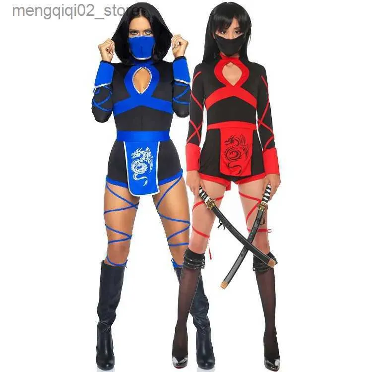 Costume à thème Japonais Ninja Cosplay Combinaison Halloween vient pour les femmes Performance de fête Uniforme sexy Vêtements tentants Accessoires de film Anime Q240307