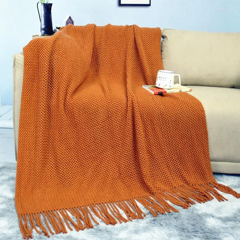 Couvertures Idle American tricoté évidé gland couverture jeter décoratif lit homestay canapé laine