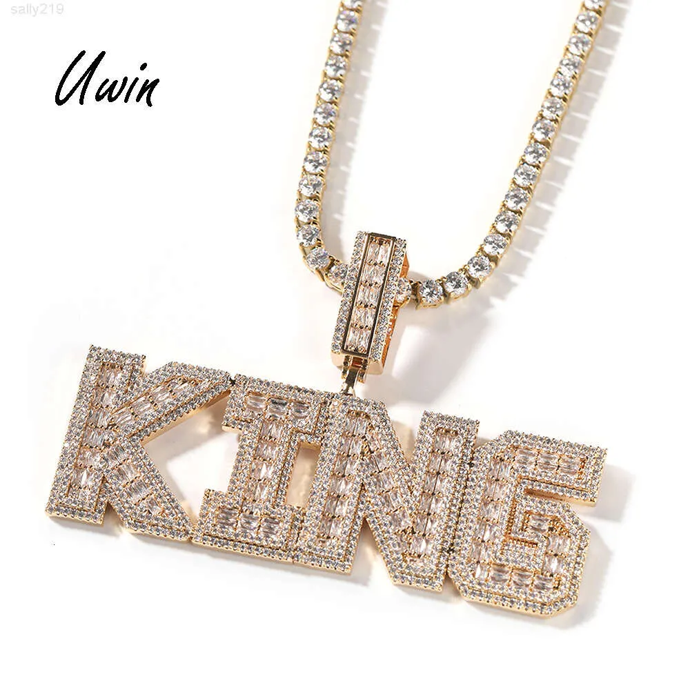 Uwin Custom Baguette Cubic Zirconia Name Pendant Personligt namn Halsband unisex DIY Inledande bokstav Neckgift