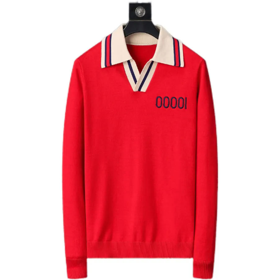 Heren trui polo rood Designer pullover trui Gebreide kleding dikke warme mode trui met lange mouwen casual meerkleurige herfst- en winterwarme heren- en damestrui