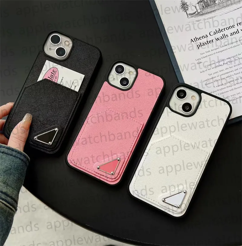 Telefonfodral designer iPhone -fodral för Apple iPhone 15 Pro Max Case iPhone 14 Pro Max 14 Plus 13 12 11 13Pro 15Pro Luxury Wallet Credit Card Holder Fashion Triangle P Cover