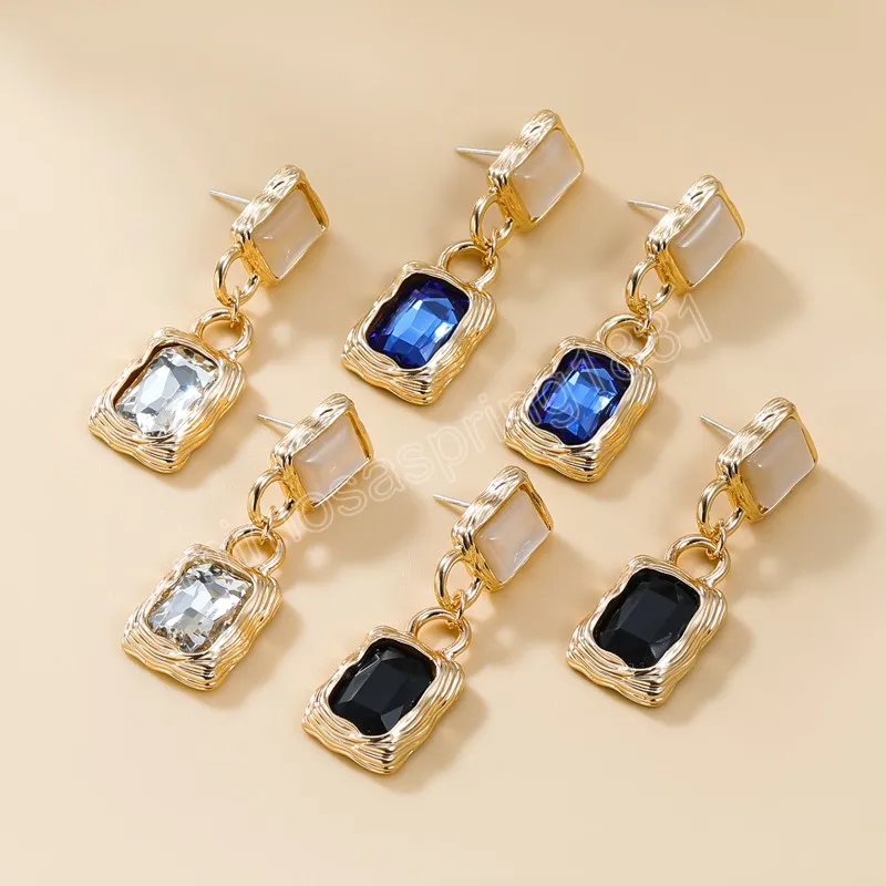 Brincos de resina quadrada de metal da moda para mulheres, brincos pendurados exagerados e elegantes, acessórios de joias para banquetes