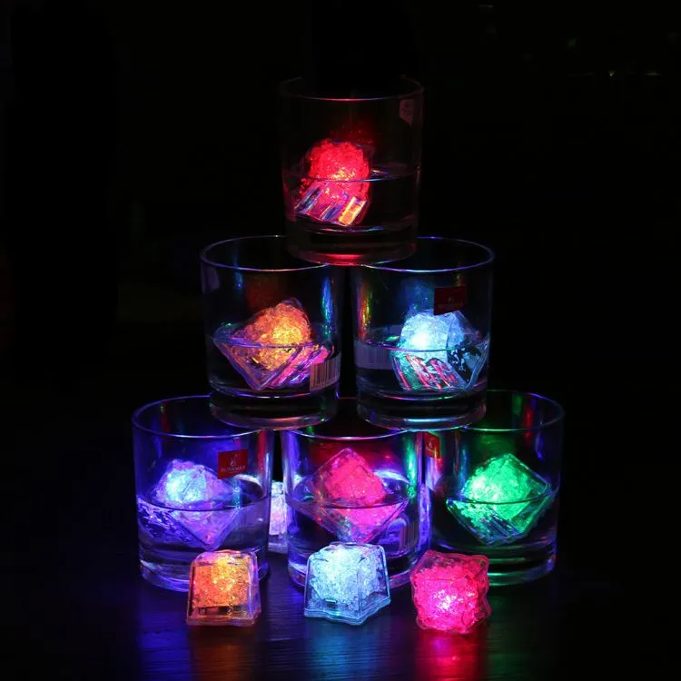 Mini LED Party Lights Square Color Changing LED ice cubes Glowing Ice Cubes Blinking Flashing Novelty Party Supply bulb AG3 Battery