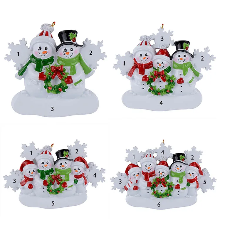 2023 Family of 4 Personalized Alloy Christmas Decorations Snowman Christmas Tree Ornament