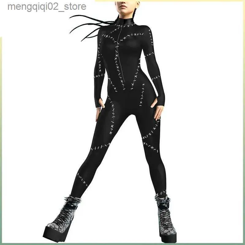 Thema Kostuum 3D Gedrukt Zwarte Kat Cosplay Jumpsuit Party Vrouwen Sexy Cosplay Kom Halloween Zenti Party Bodysuit Q231010