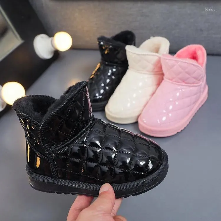 Сапоги, коллекция 2024 года, обувь для маленьких девочек, зимние детские бархатные утолщенные хлопковые ботинки для мальчиков и девочек, нескользящие ботильоны