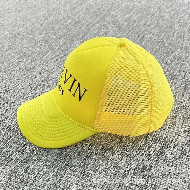 LAN Truck Hat With Letter Print Mesh Cap Breathable Curved Brim