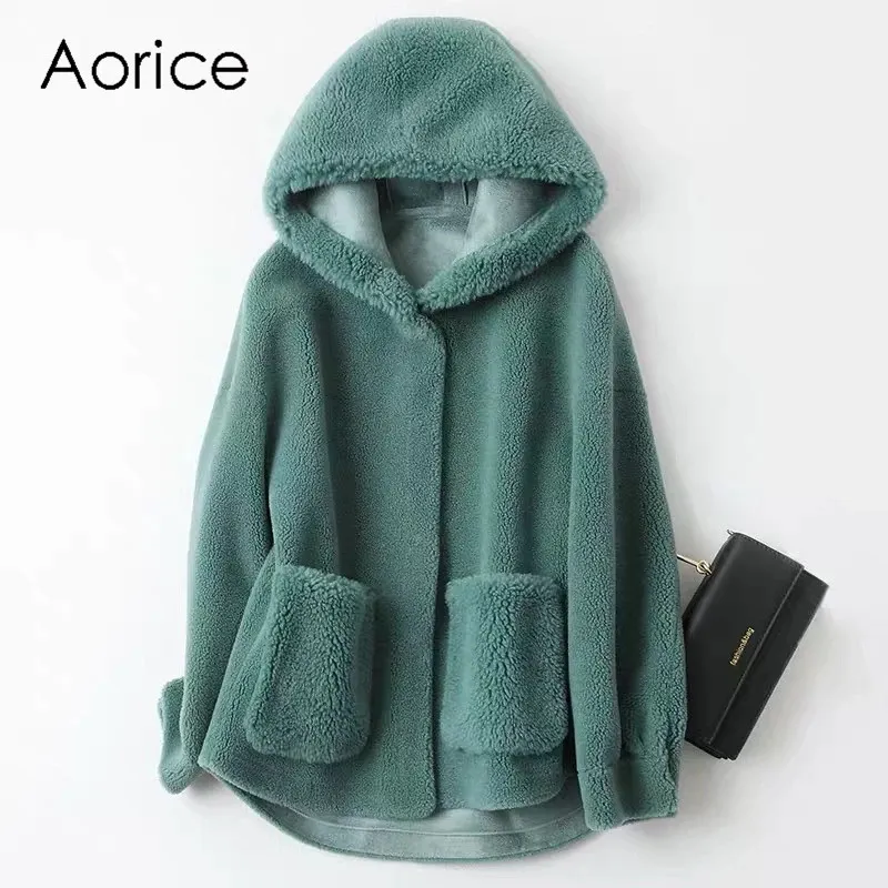 Femmes fourrure fausse Aorice dame laine manteau capuche veste sur taille Parka femmes hiver chaud manteaux A59325 231010