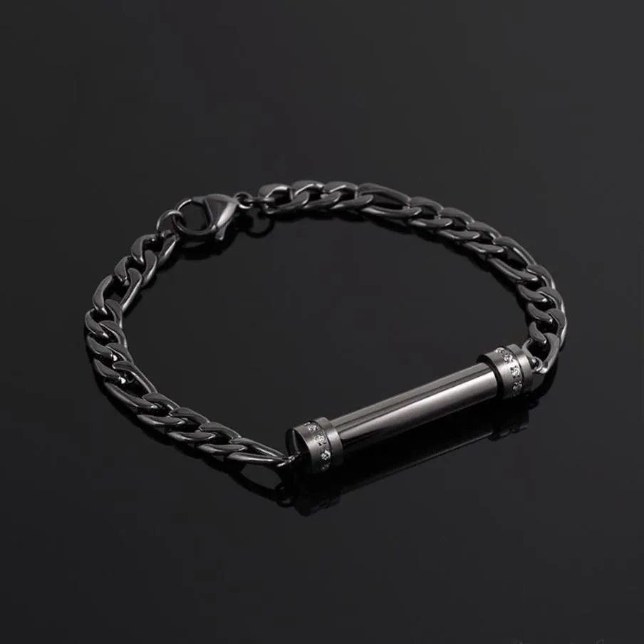 Stainless Steel Shiny Rhinestone Tube Cremation Jewelry Holder Bracelet Bangles Women Man Bangle2320