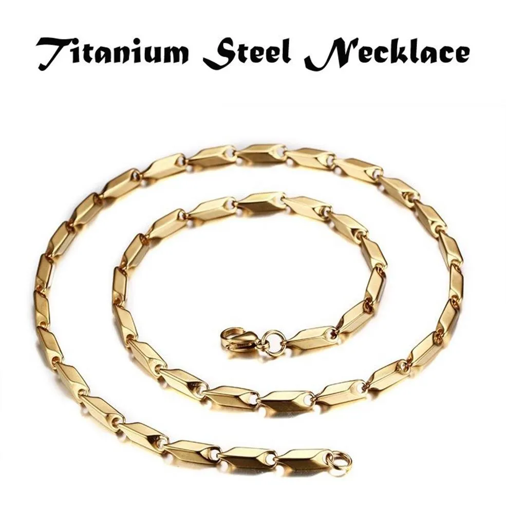 Collare di gioielli semplici da uomo Joyas Acciaio al titanio lucido da uomo Catene di moda Collana in oro 60 cm 0 3 cm 0 4 cm 0 5 cm249S