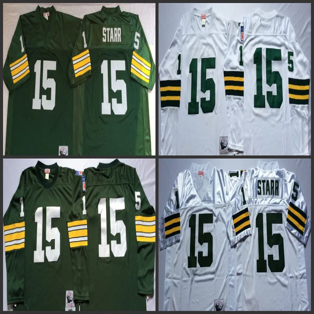 Mitchell and Ness Throwback Football Jersey 75TH 4 Brett Favre Jersey 15 Bart Starr 66 Ray Nitschke 92 Reggie White Shirts Stitched Vintage New style