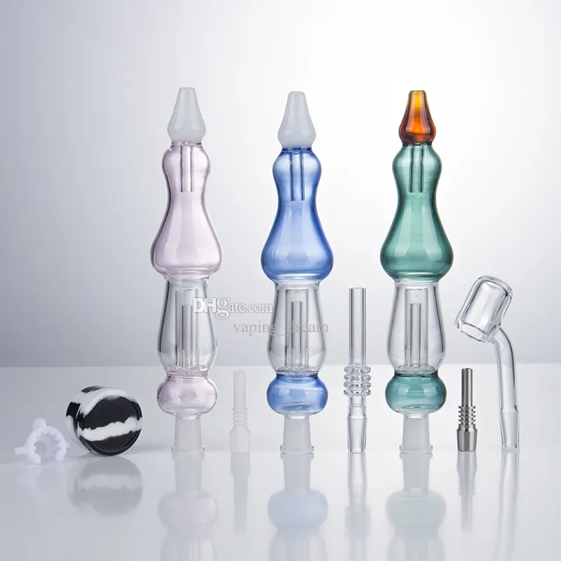 VAPING_DREAM NC034 GLASS VATTEN BONG RÖKANDE PIPE Cirka 6,81 tum rör 10mm 14mm kvarts keramisk nagelolje rigg kvarts banger skål smidig hit dabber rör