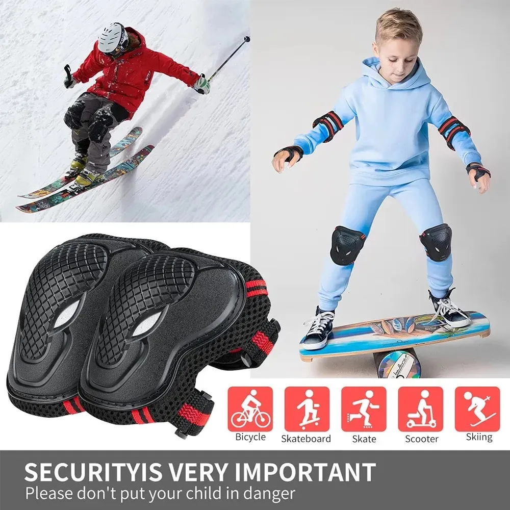 Gomitiere E Ginocchiere Bambini Set Protezione 6 In 1 Per Bambini - Ginocchiere, Gomitiere E Polsiere Per Skateboard E Bici | 3-14 Anni Ginocchiere Bambino
