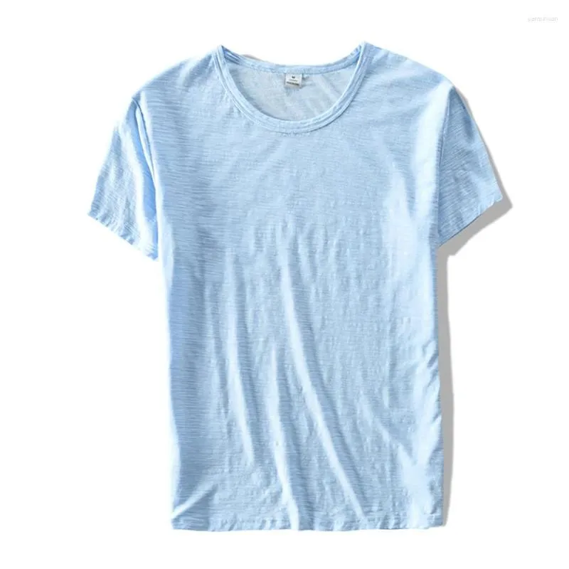 メンズスーツA2676 TシャツMannen Zomer Linnen Katoen Korte Mouw Voor Ronde Hals Soft Tops Tees-Size M-XXXL