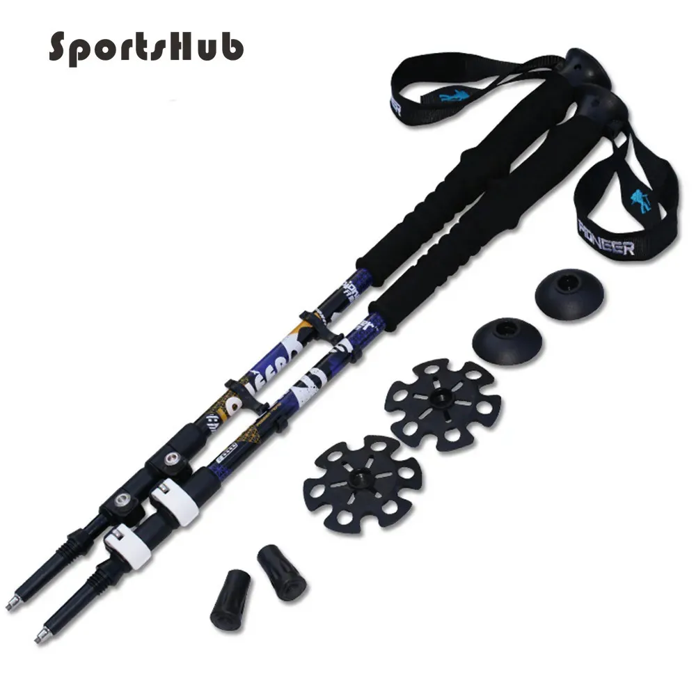 Bastões de trekking SPORTSHUB 1PC Bastões de esqui de liga de alumínio de 3 seçõesTelescópica Caminhada Alpenstock Bengala de escalada Pólo de trekking Bengala SES0045 231010