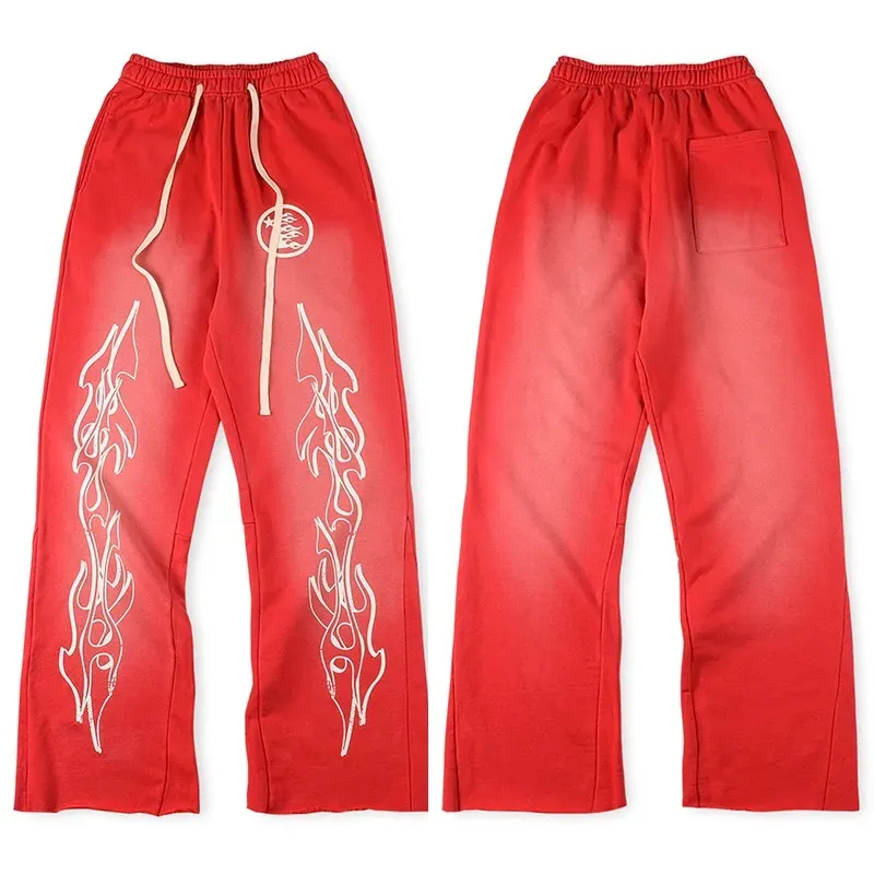 Real Pics Pants Red Black Printed Sweatpants Men Women 24ss