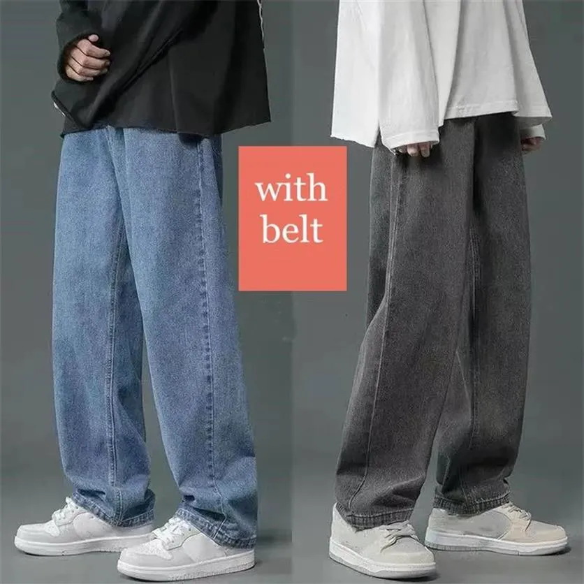 Streetwear Baggy Jeans Uomo Taglie forti S-5XL Moda Pantaloni larghi dritti a gamba larga Nero Azzurro Abbigliamento casual maschile 220308242q