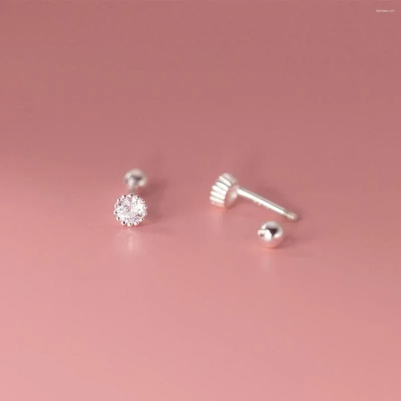 Stud Earrings 925 Sterling Silver For Women Small Sweet Earring Diameter Round Woman Ball Nut