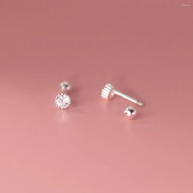 Boucles d'oreilles à tige en argent Sterling 925 pour femmes, petite boucle d'oreille douce, diamètre rond, boule d'écrou