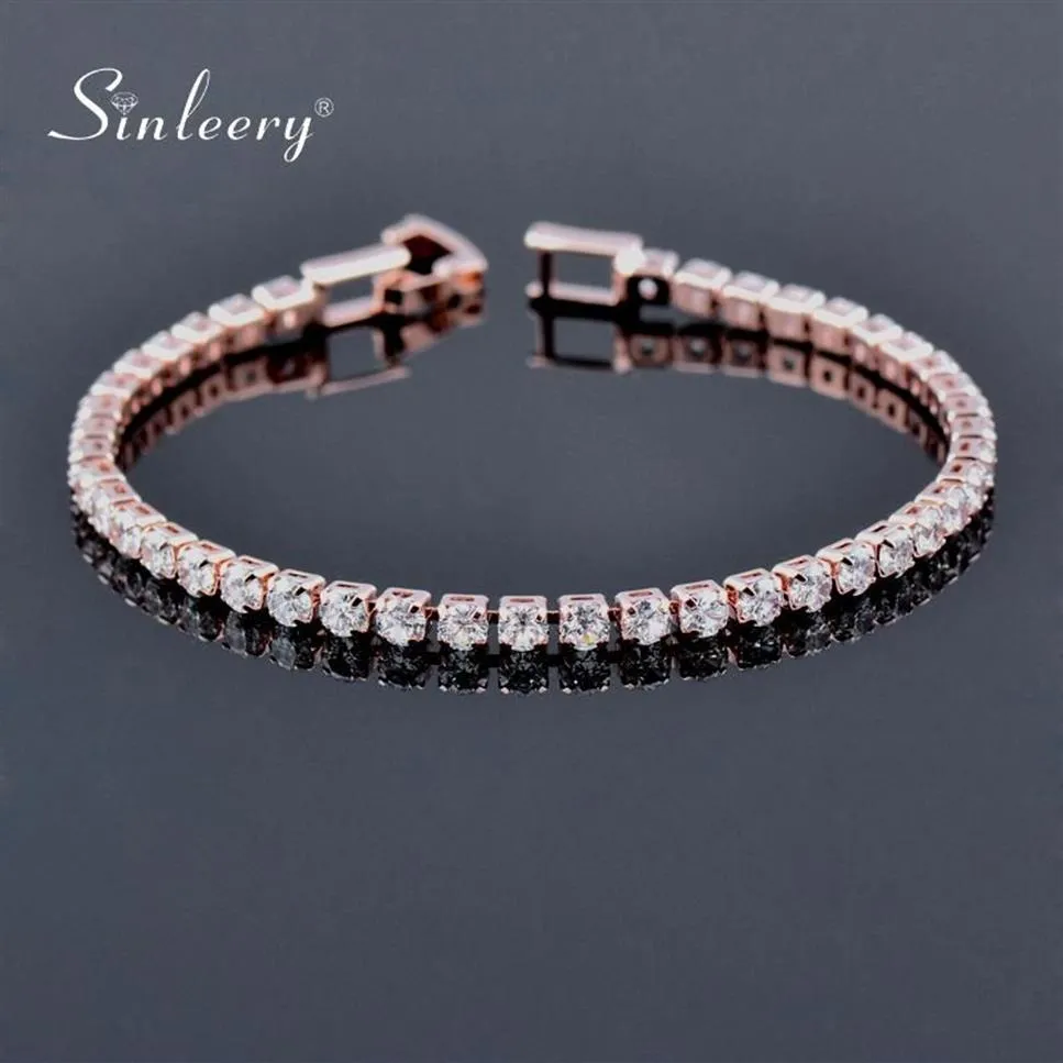 Round Cubic Zirconia Tennis Armband för kvinnor Rose Gold Color Bridal Wedding Jewelry SL059 SSB BEADED Strands291S