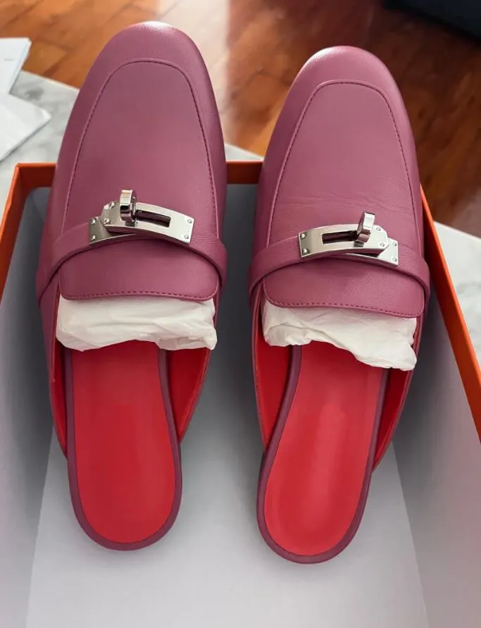 Kadınlar Kış Loafers Slayt Oz Katırları Siyah Beyaz Kahverengi Deri Dokunuş Toka Düz Renk Buzağı Cilt Derileri Açık Düz Oxfords Soafers Ayakkabı Kutu 35-42