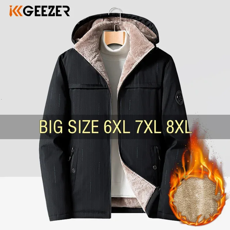 Mens Down Parkas Chaqueta de invierno Hombres Cashmere Grueso Cálido Talla grande 6XL 7XL 8XL Fleece A prueba de viento Abrigos de gran tamaño Militar Impermeable Franela suelta 231010