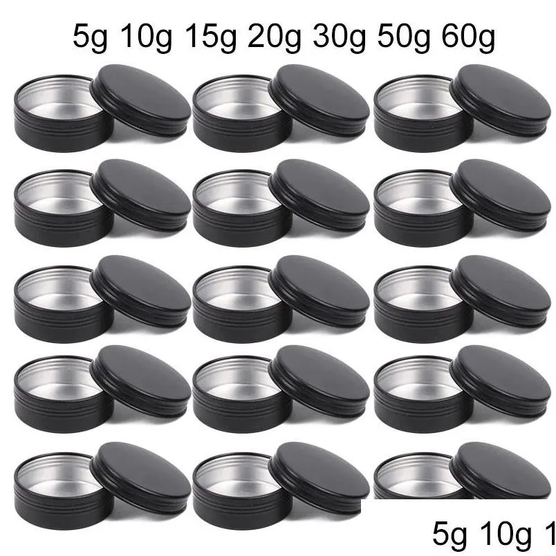 Bouteilles d'emballage en gros cosmétiques conteneur noir aluminium pots d'étain baume à lèvres bouteille bougie canettes de thé boîte avec couvercles à vis bureau école dhf7j