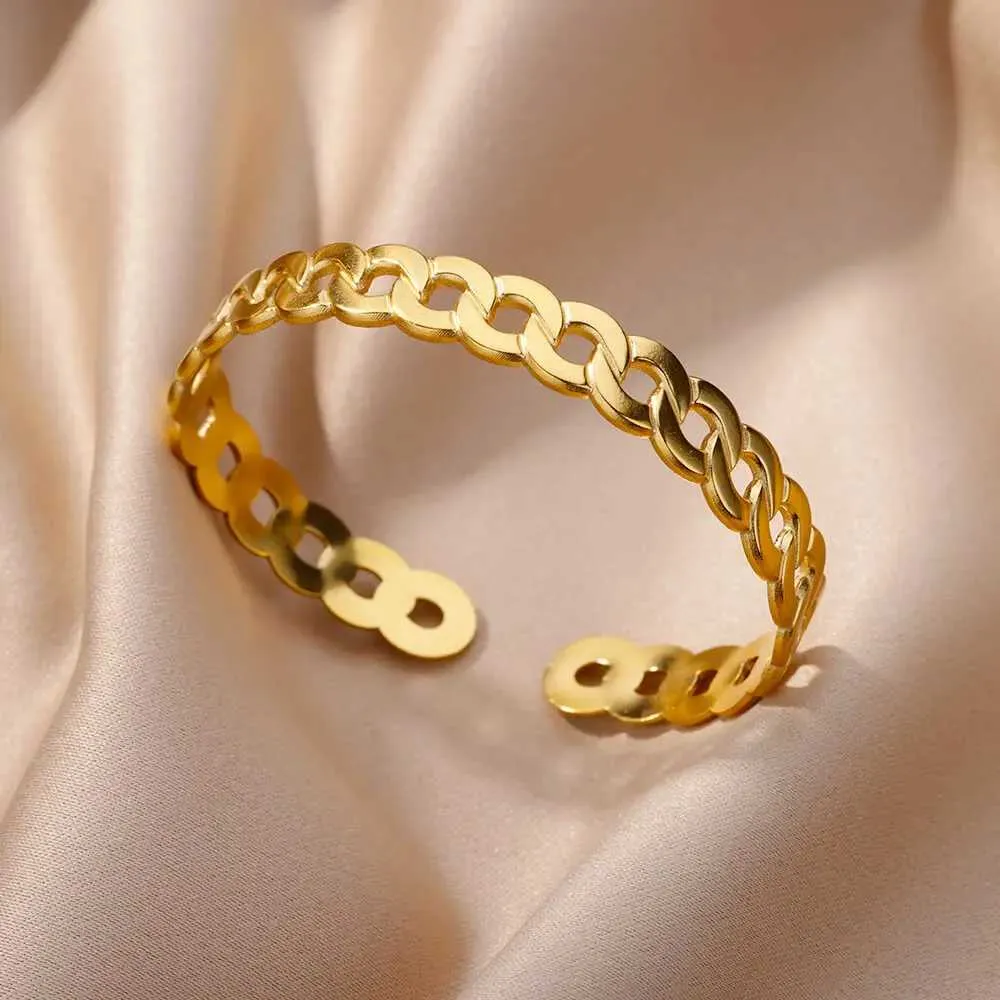 Charm Armbanden Roestvrijstalen Bangle Armband voor Vrouwen Meisjes Vergulde Opening Band Bangles Bruiloft Esthetiek_voghion.com