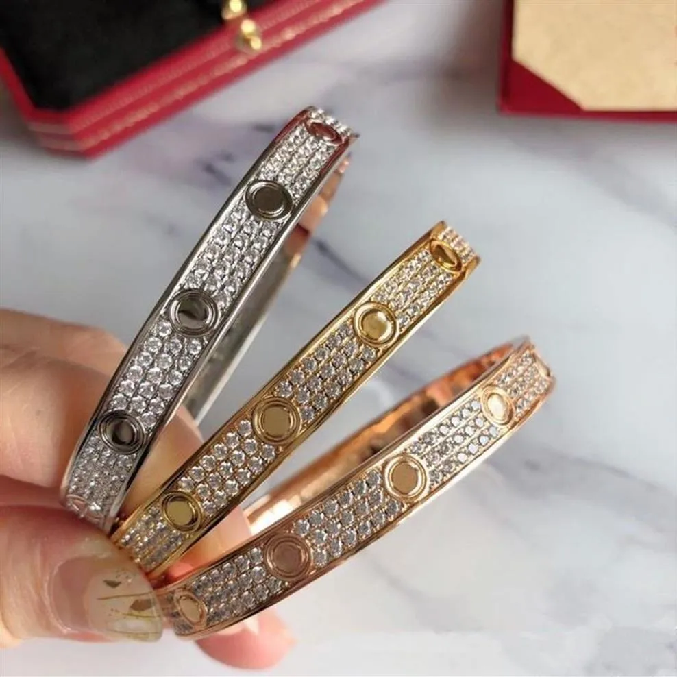 Braccialetti per unghie in argento Bracciale polsino Bracciale in oro Donna Uomo Diamante Gemma Cacciavite Vite Design regalo in acciaio inossidabile di qualità226w