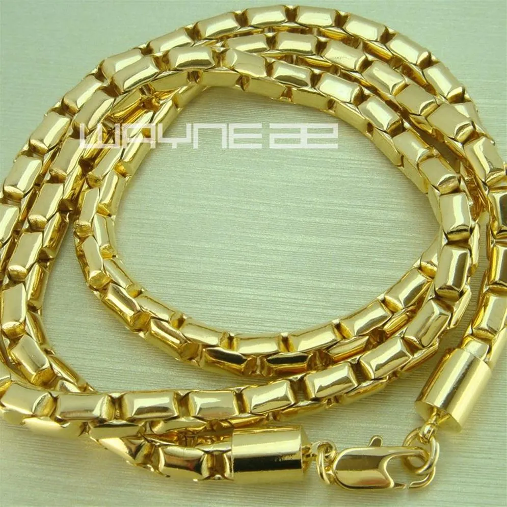 18K 18CT Gul guld GF -mäns 60 cm lenght 4 5mm tjock kedjahalsband N169288b