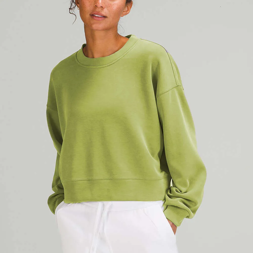 Yoga kıyafetleri mükemmel büyük boy sonbahar kadın tasarımcılar hoodies sweater spor yuvarlak boyun uzun kollu rahat gevşek sweatshirtst