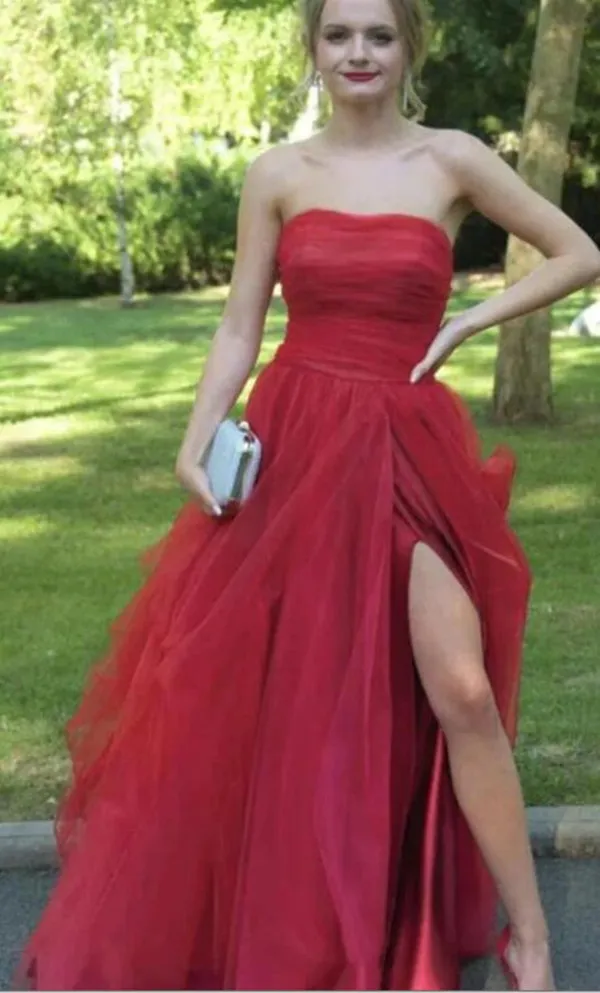 Uma linha vermelha vestidos de baile de noite elegante vestido de festa sem al as com fenda vestidos de festa formais vestidos de celebridades