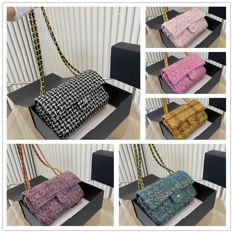 Woolen series designer tweed bag women chain cf shoulder bag quilted purse Crossbody Bag Handbag Parisian Fashion Flap Classic Wool Plaid purse Size fast ship